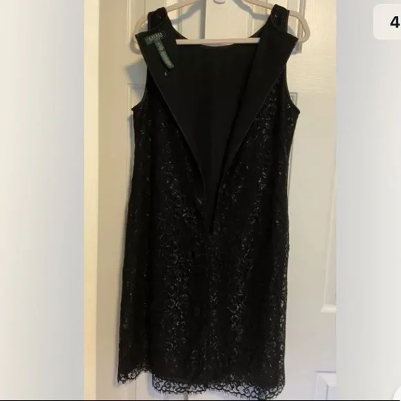 Ralph Lauren Black Sequined Cocktail Dress 16 - Picture 4 of 8